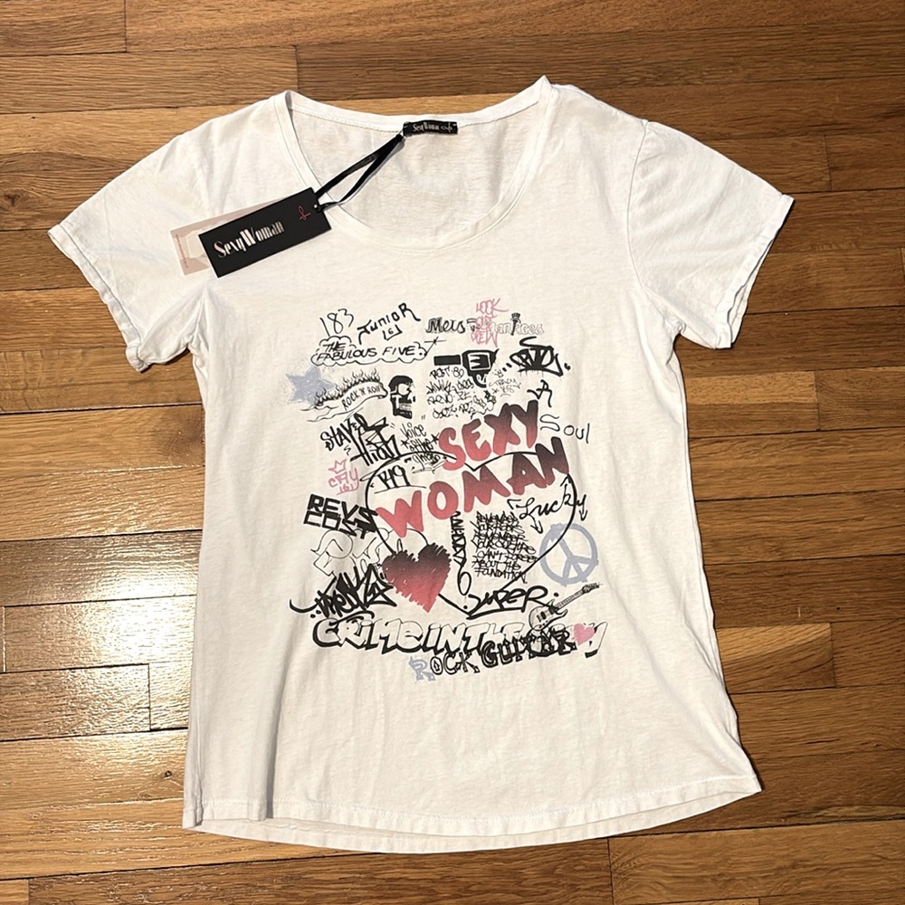 White T-shirt , Sexy Woman, Made in Italy. M